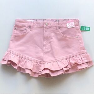 Gap x Loveshackfancy pink frill ruffle denim skirt size 28 6